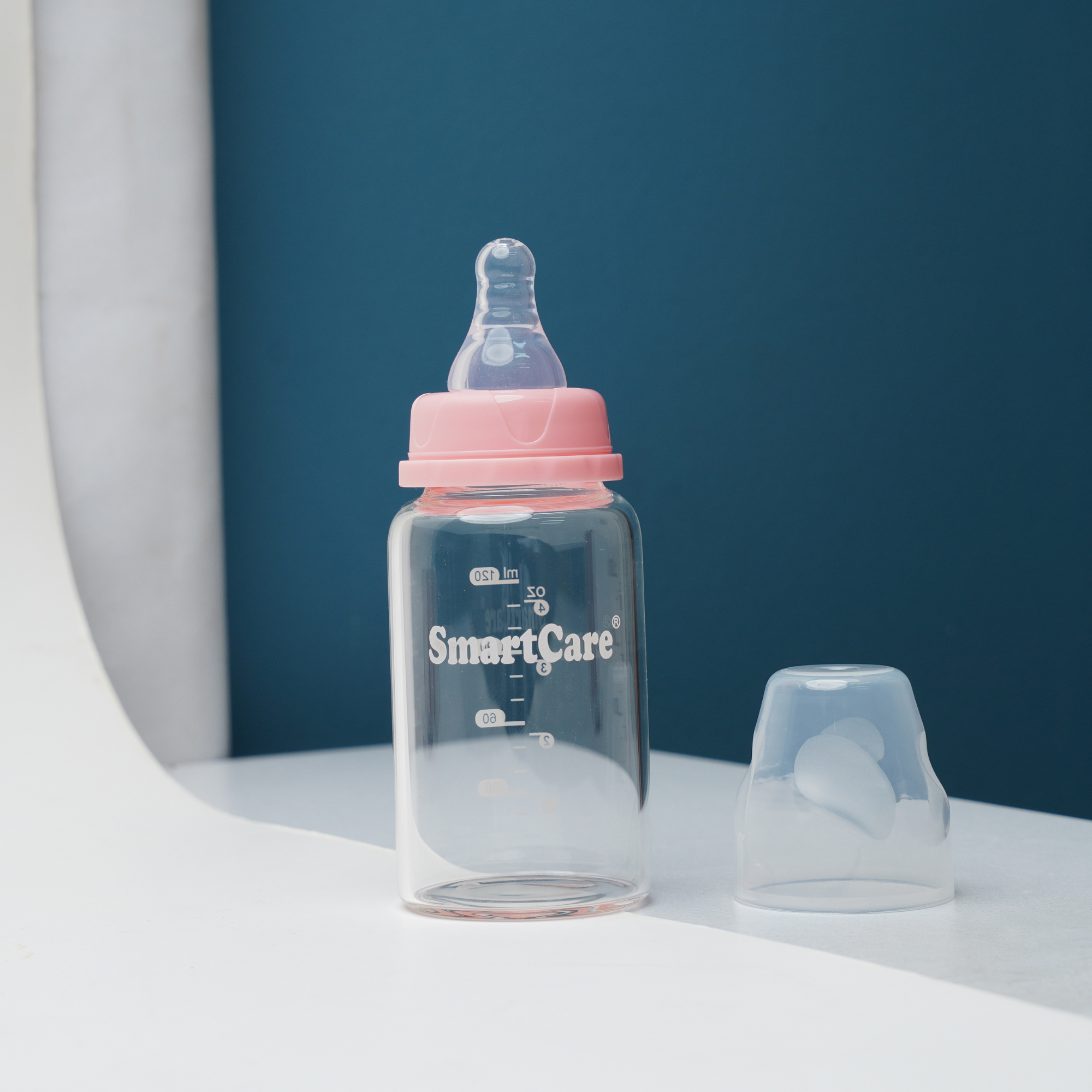 Smart Care Borosilicate Baby Feeding Glass Bottle (120ml)