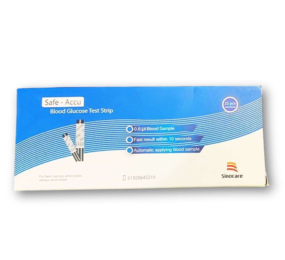 Sinocare Safe Accu Blood Glucose Test Strips (25 Pcs)