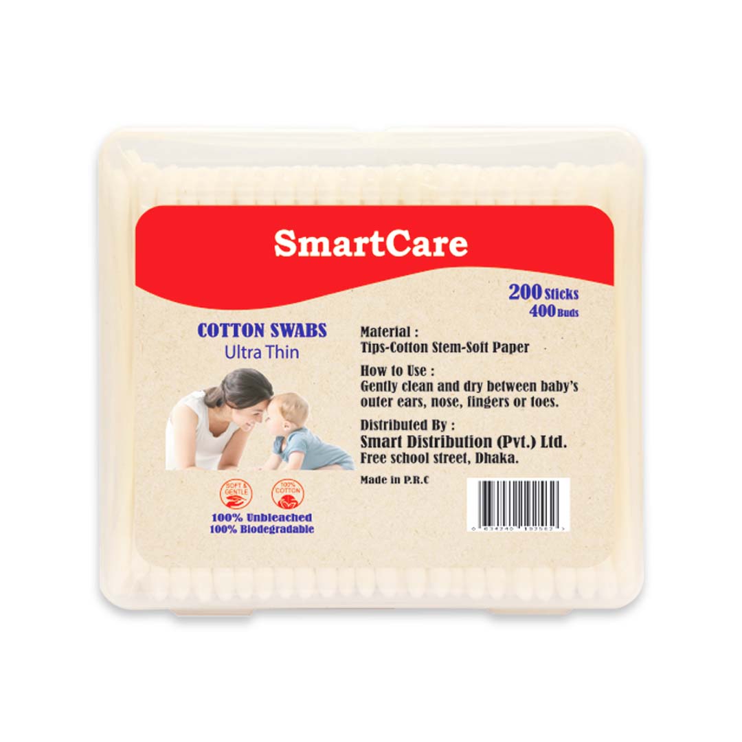 Smart Care Baby Thin Cotton Bud - 200 Pcs